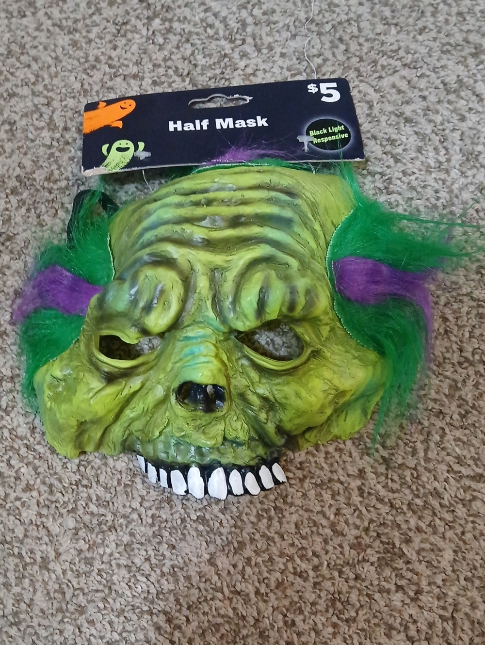 Half Mask Green Halloween Monster Mask by